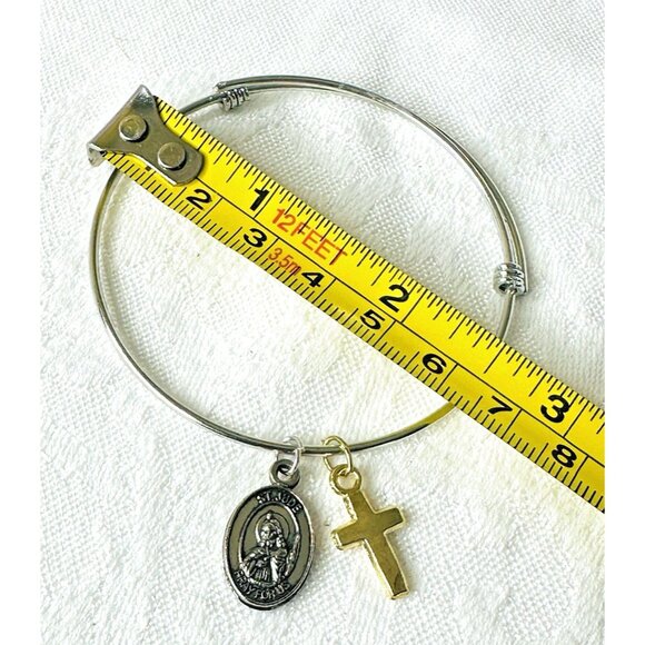NEW! St Jude and St Anthony Pray For Us Bracelet Cross Religious Christian - Picture 3 of 3